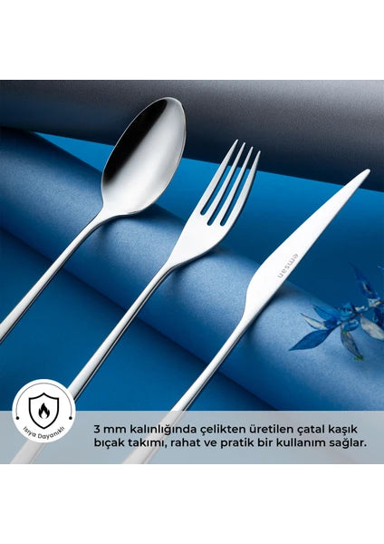 Emsan Bello 18 Parça 6 Kişilik Yemek Seti Gümüş Renk Paslanmaz Çelik Malzeme İle Şık Tasarım - 2