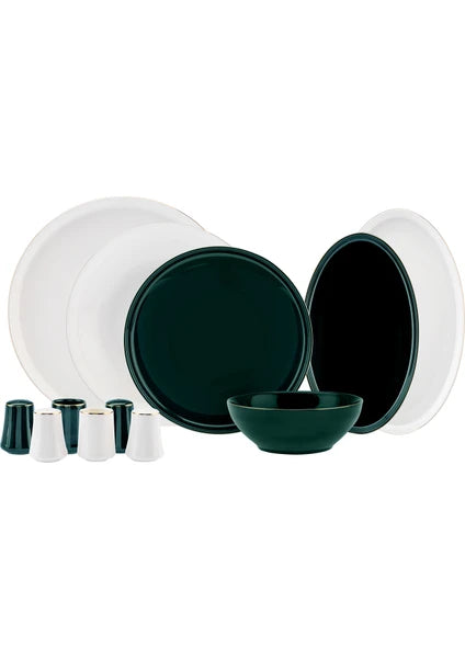 Karaca Elara Green White 57 Parça 12 Kişilik New Bone Yemek Takımı