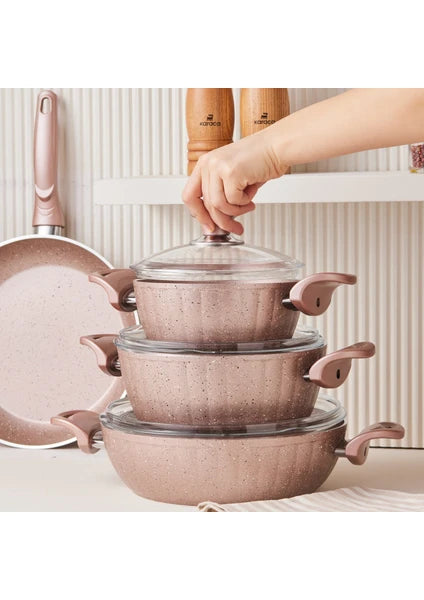 Cookplus Biogranit Dream 7 Parça Tencere Seti Rose - 4