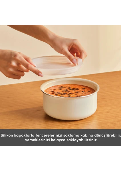 Karaca x Refika Swiss Crystal Almond Cream Easy Clip 5 Parça Indüksiyon Tabanlı Tencere Seti - 7