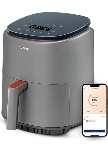Cosorı Lite Smart Air Fritöz 3.8l Xl Air Fritöz 1500W 2-3 Kişi Için, 7 Programlı Sıcak Hava Fritözü, 75-230°C, Gri