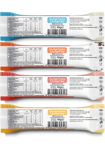 Fellas Yüksek Protein Bar (45 g) Karma Kutu - 12 Adet (4 Çeşit) - 8