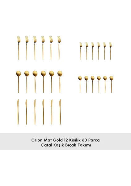 Karaca Orion Mat 12 Kişilik 60 Parça Çatal Kaşık Bıçak Takımı Gold - 3