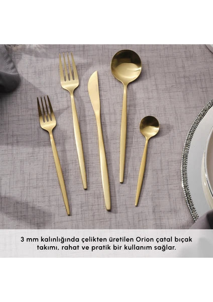 Karaca Orion Mat 12 Kişilik 60 Parça Çatal Kaşık Bıçak Takımı Gold - 4