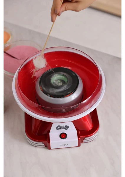 Cookplus Retro Pamuk Şeker Makinesi Kırmızı 5 Parça Set Dayanıklı Plastik Metal Gövdeli Kompakt Tasarım - 7