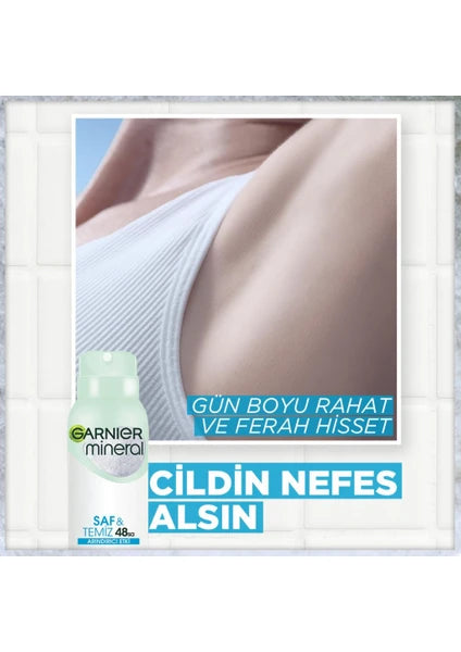 Garnier Mineral Saf ve Temiz Unisex Sprey Deodorant 150 ml 48 Saat Etkili Alkol İçermeyen Ferah Koku - 2