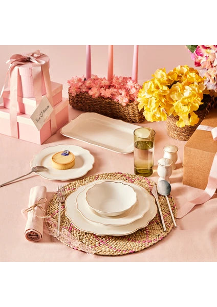Karaca Daisy Gold Wave Shape Kayıklı 27 Parça 6 Kişilik Porselen Yemek Takımı - 2