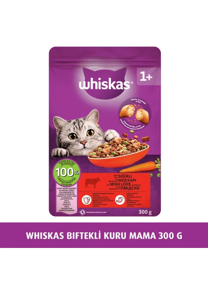 Whiskas Sığır Etli Ekonomik Yetişkin Kedi Maması 300 gr Lezzetli Tat ile Besleyici İçerik - 3