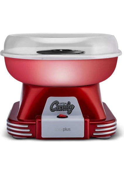 Cookplus Retro Pamuk Şeker Makinesi Kırmızı 5 Parça Set Dayanıklı Plastik Metal Gövdeli Kompakt Tasarım
