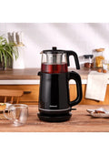 Homend Royaltea 1744H Siyah Çay Makinesi 1 Litre Cam Demlik ve Plastik Gövde ile