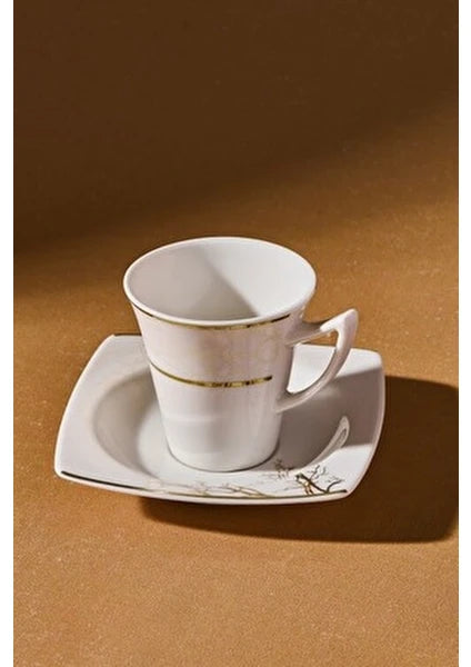 Karaca Autumn Porselen Kahve Fincan Takımı Desenli 6 Kişilik 85 ml Beyaz Renk - 8