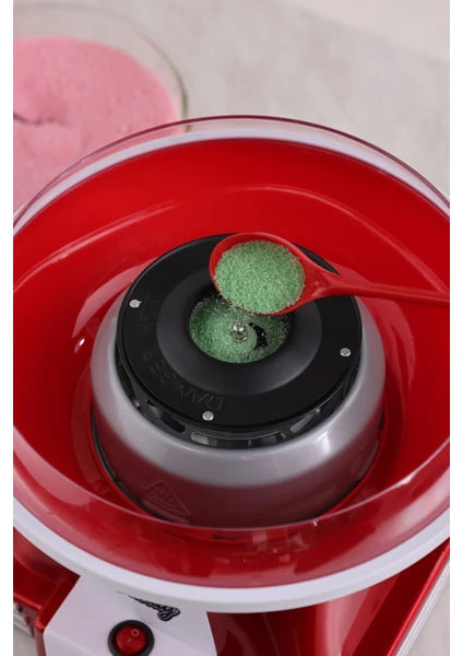 Cookplus Retro Pamuk Şeker Makinesi Kırmızı 5 Parça Set Dayanıklı Plastik Metal Gövdeli Kompakt Tasarım - 8