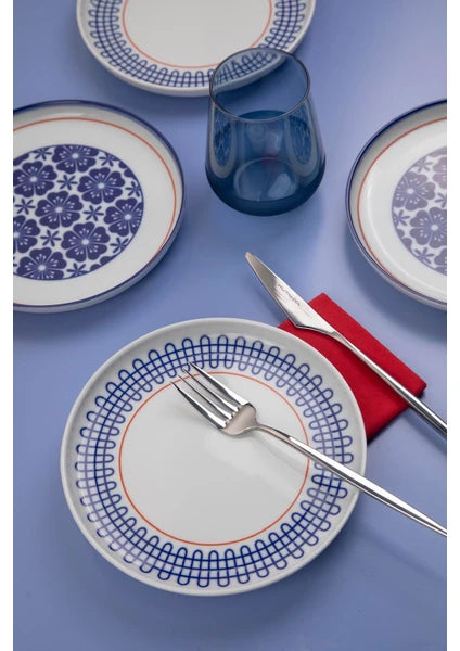 Kütahya Porselen Moderna 19 cm Pasta Takımı Sofia 6 Kişilik Desenli Şık Servis Tabakları