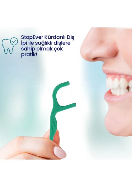 StopEver Kürdanlı Diş İpi 3'lü Paket 3 x 50 - 150 Adet - Taşıma Kılıflı - 5
