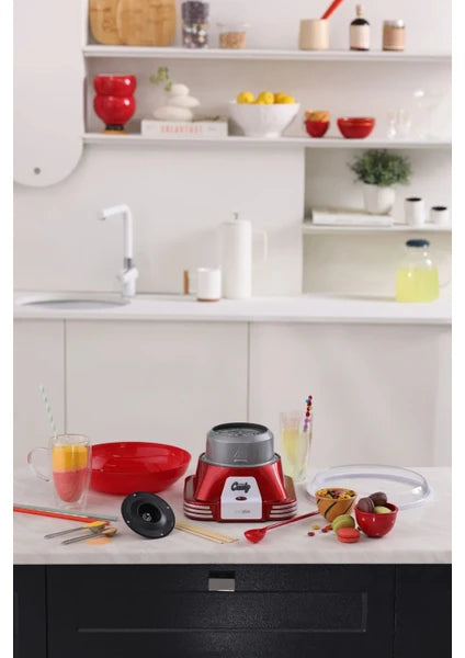 Cookplus Retro Pamuk Şeker Makinesi Kırmızı 5 Parça Set Dayanıklı Plastik Metal Gövdeli Kompakt Tasarım - 10