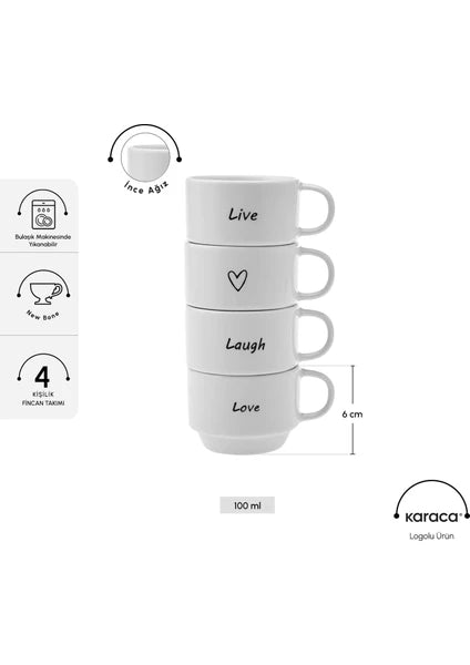 Karaca Lovely Laugh 4 Kişilik Espresso Kahve Seti 100 ml - 2