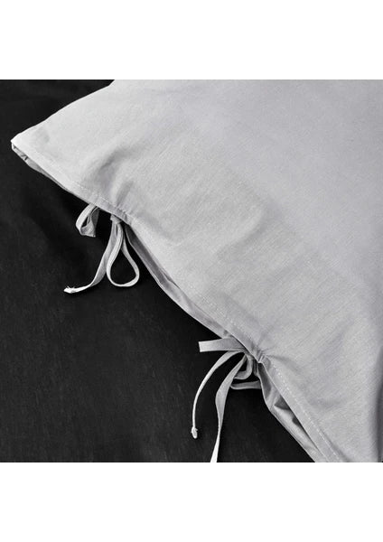 Karaca Home Basic Siyah Koyu Gri %100 Pamuk Çift Taraflı Çift Kişilik Nevresim Takımı - 3
