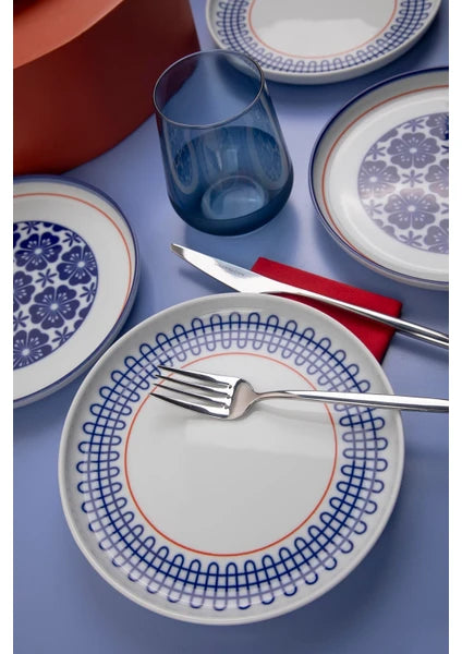 Kütahya Porselen Moderna 19 cm Pasta Takımı Sofia 6 Kişilik Desenli Şık Servis Tabakları - 4