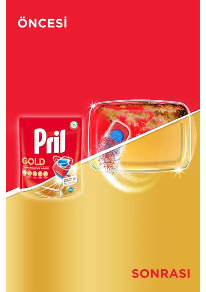 Pril Gold 45 Yıkama Tablet Bulaşık Makinesi Deterjanı Kolay Çözünme ve Ferah Koku - 3