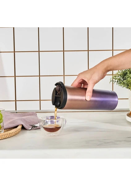 Karaca Violet New Serisi 450 ml Paslanmaz Çelik Taşınabilir Sızdırmaz Ergonomik İçecek Termosu - 2
