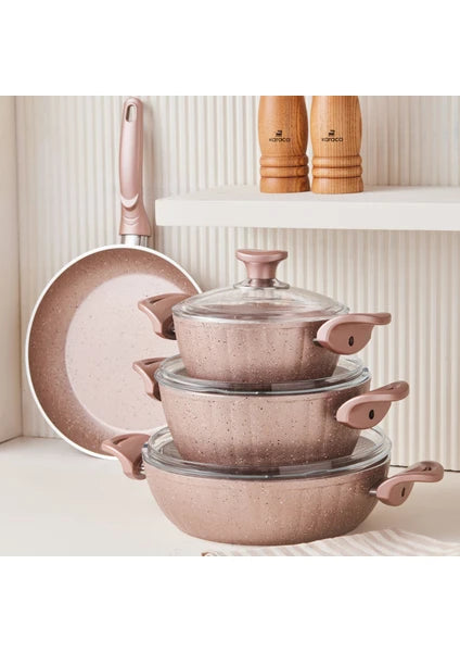 Cookplus Biogranit Dream 7 Parça Tencere Seti Rose - 3